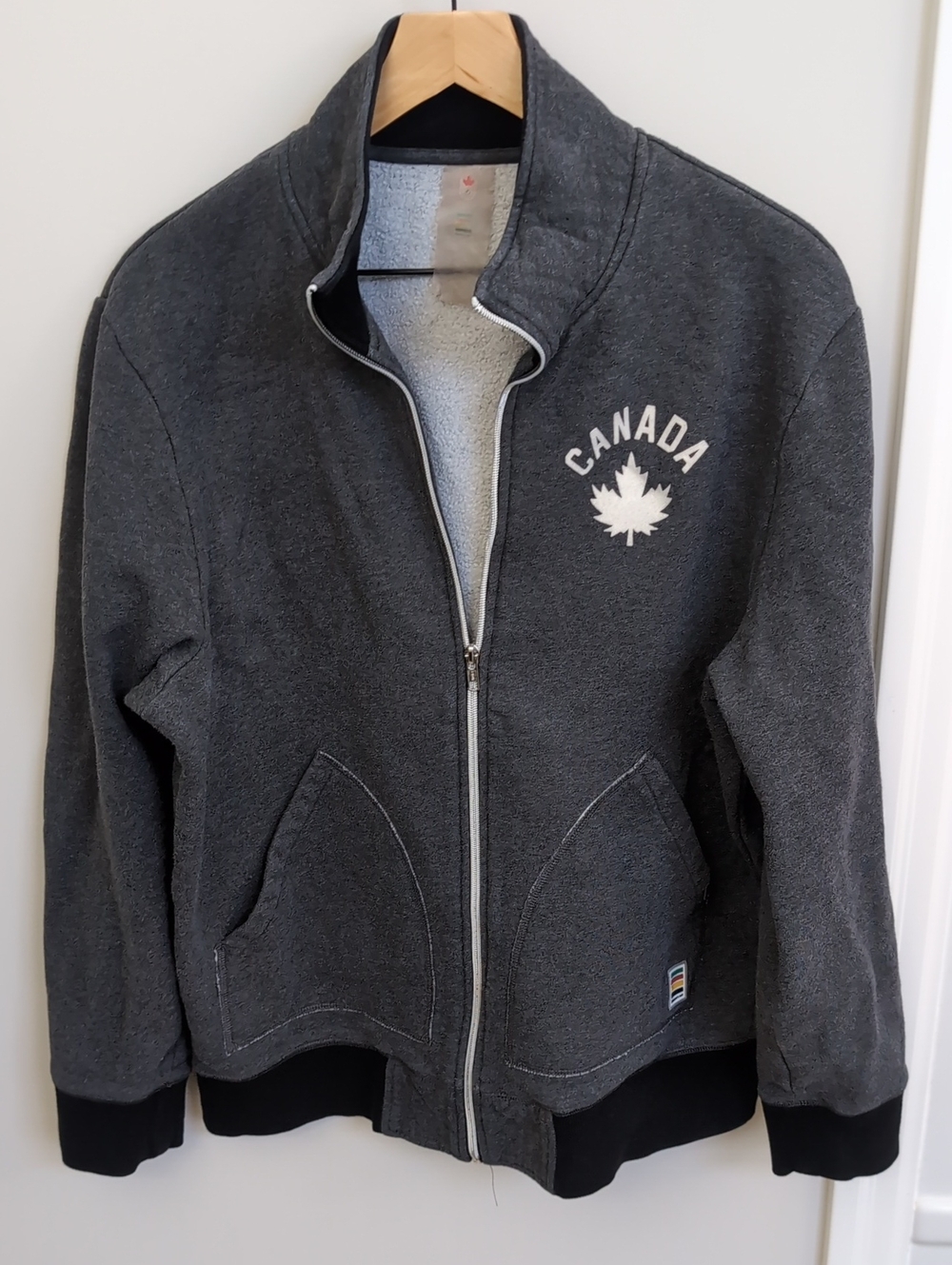 Canada Logo Charcoal Full-Zip Men's Sweater Jacket